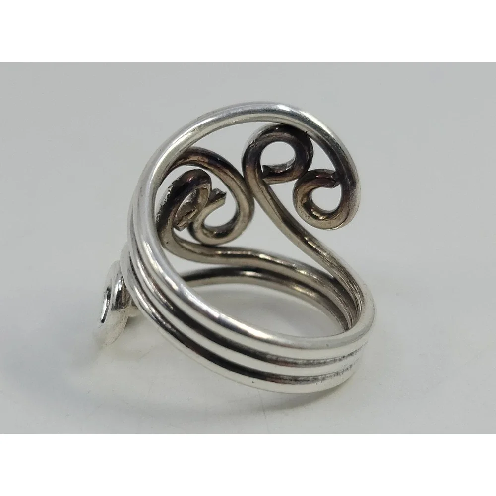 Sterling Silver 925 Three Strand Swirl Pattern Mid Finger Womens Ring Size 8.5